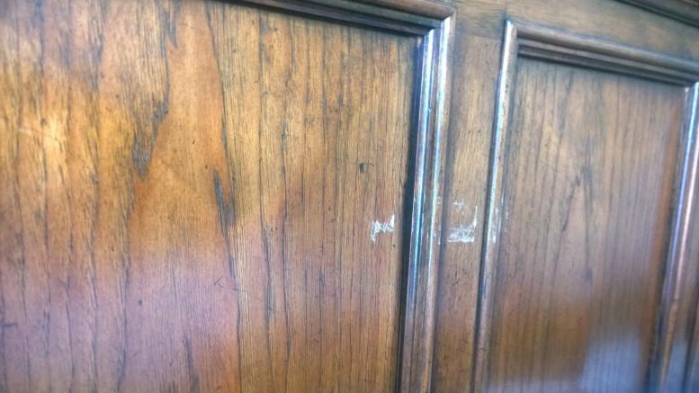 Elegant Towering Headboard Scratched and Repaired