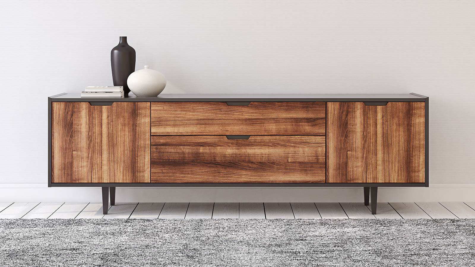 Wooden Dresser with vases